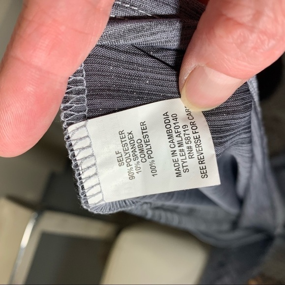 Notations Gray Midi Dress Rushed Faux Rap Deep V Neckline Sz XL P - Picture 11 of 11